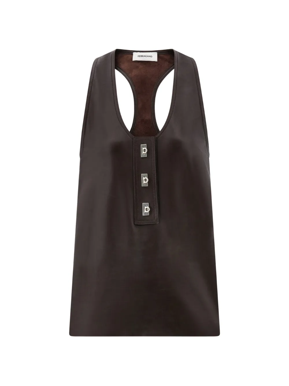 Ferragamo nappa racer back vest - Braun