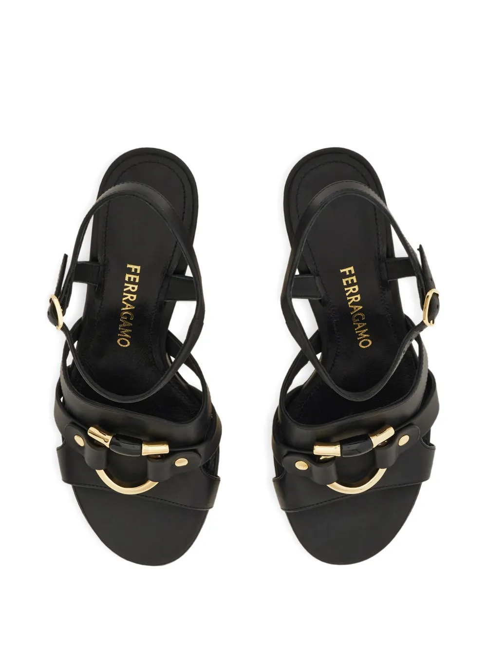 Ferragamo Sandalen met Gancini-detail Zwart