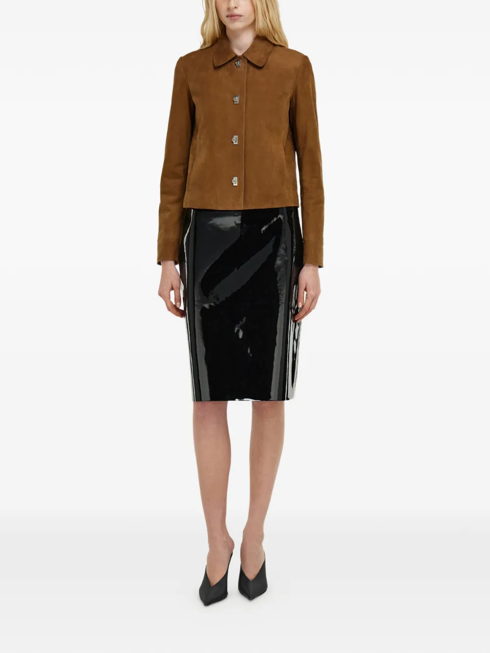 Ferragamo Lakleren kokerrok Zwart