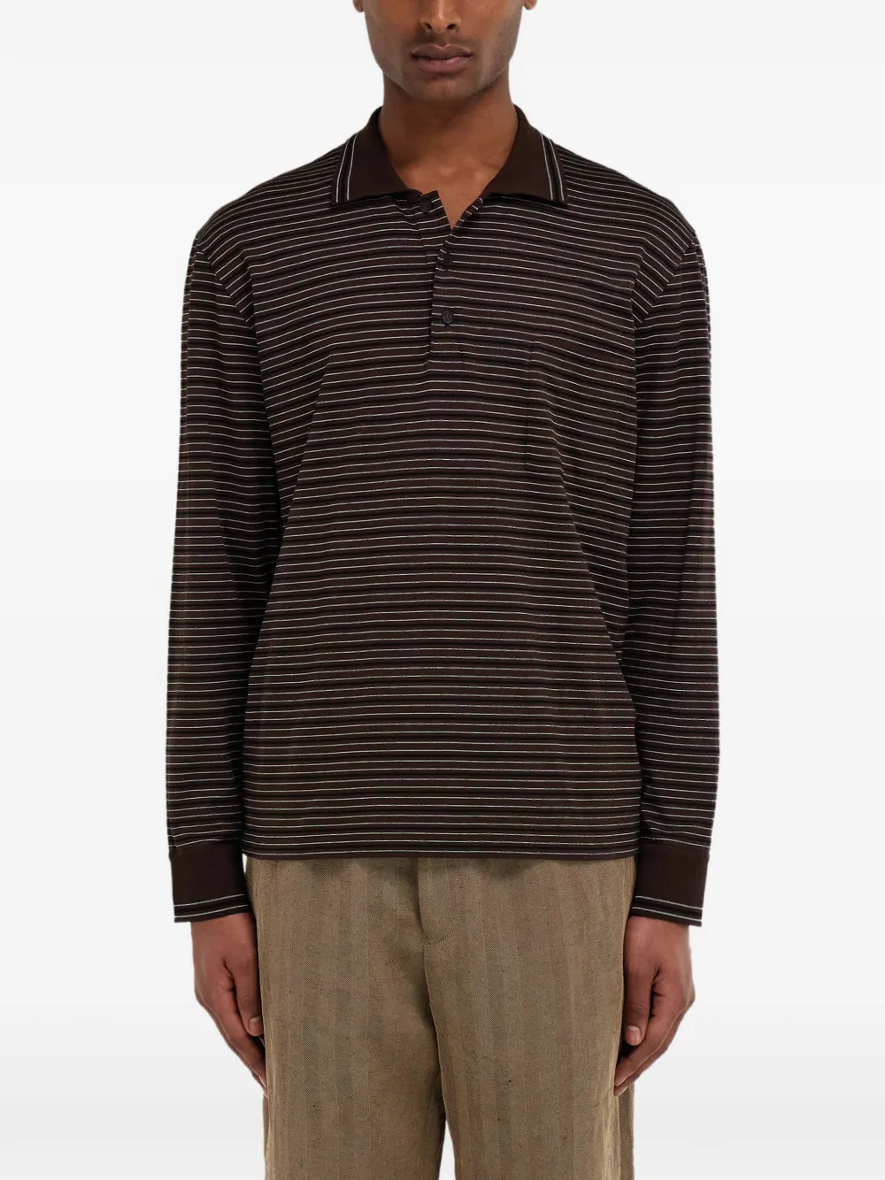 Ferragamo Gestreept poloshirt Bruin