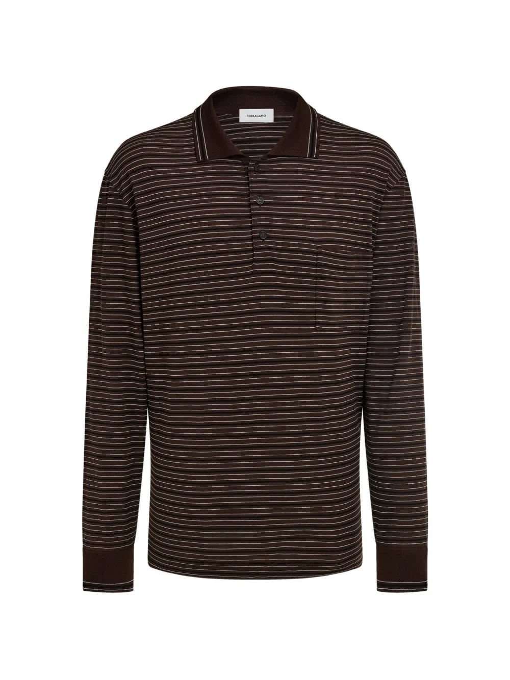 Ferragamo long-sleeve striped polo shirt - Braun