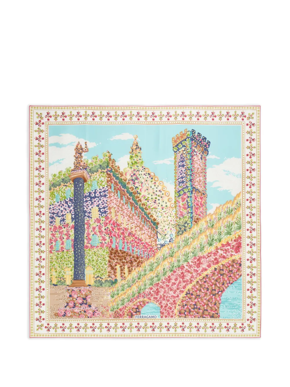 Ferragamo palazzo print silk scarf - Rosa