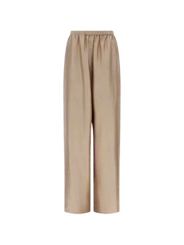 Ferragamo Silk Trousers in Neutrals