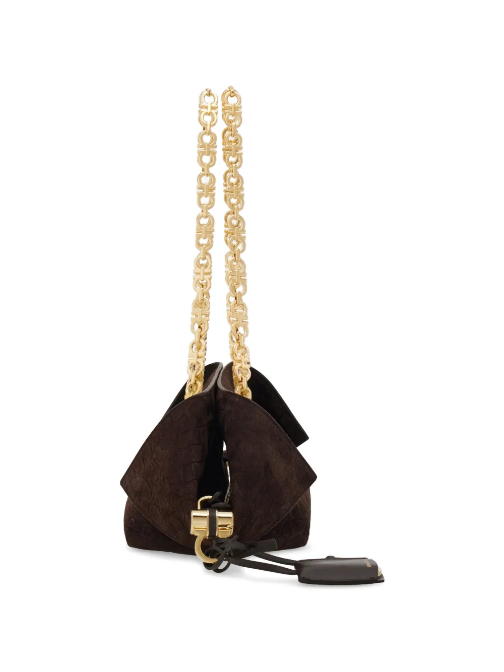 Ferragamo Kleine Gancini schoudertas met ketting Bruin