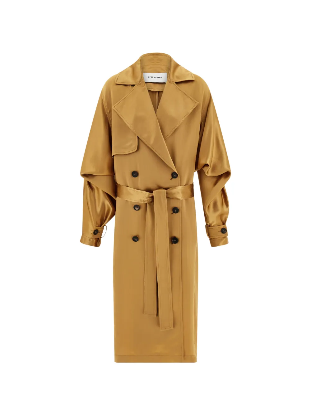 Ferragamo satin trench - Brown