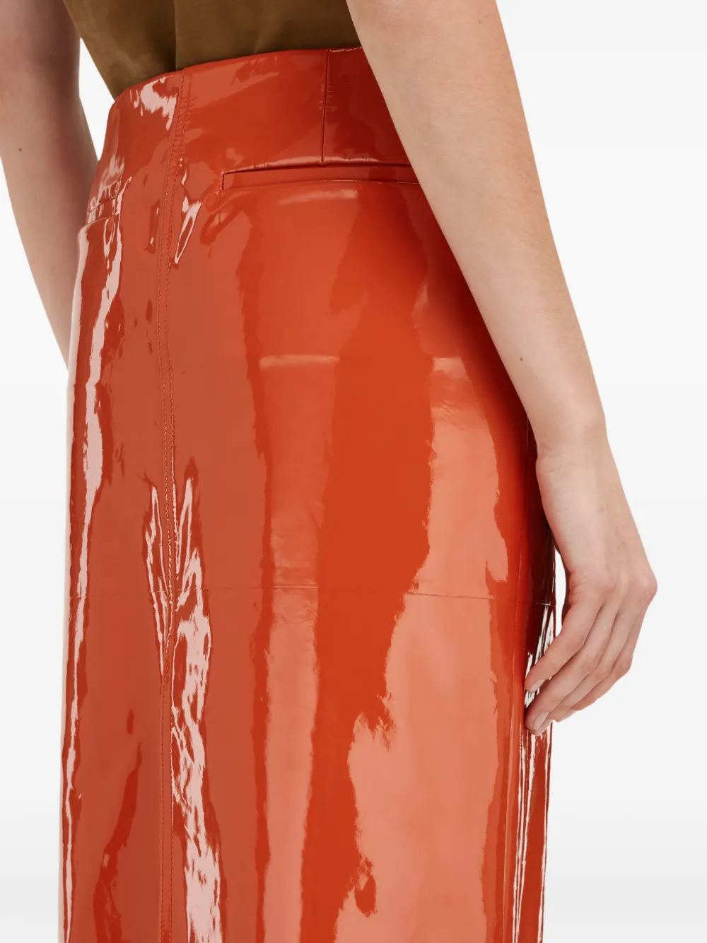 Patent leather pencil skirt