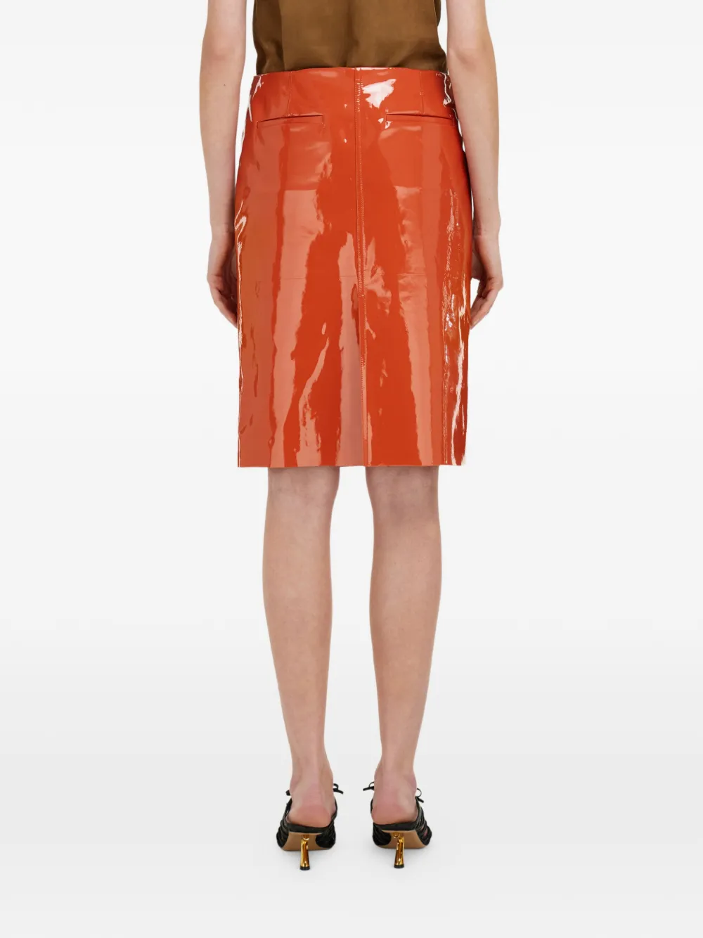 Patent leather pencil skirt