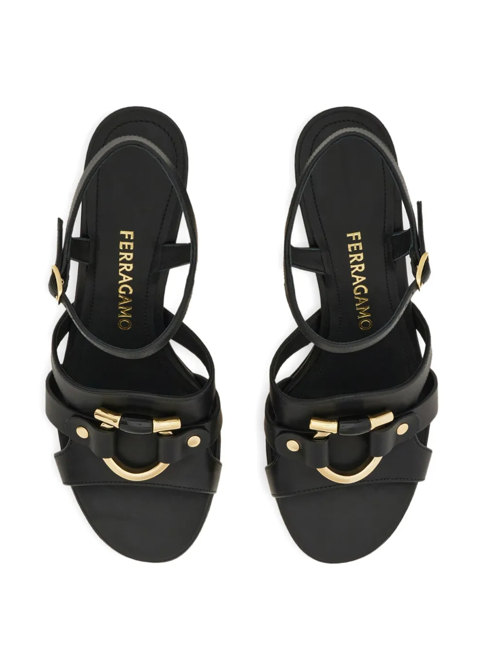 Ferragamo Gancini ornament sandal Zwart