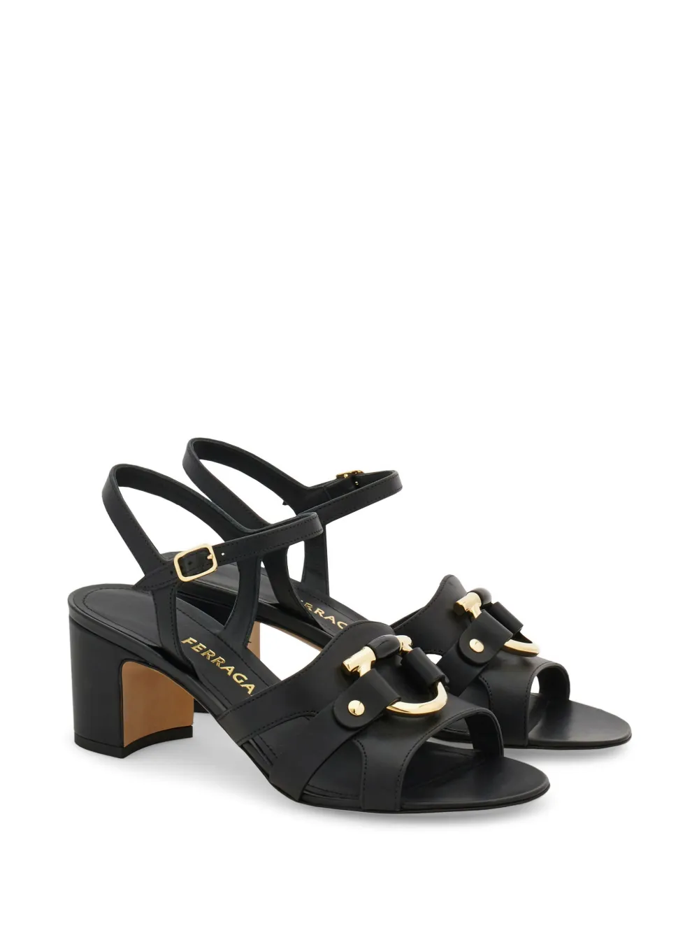 Ferragamo Gancini ornament sandal Zwart