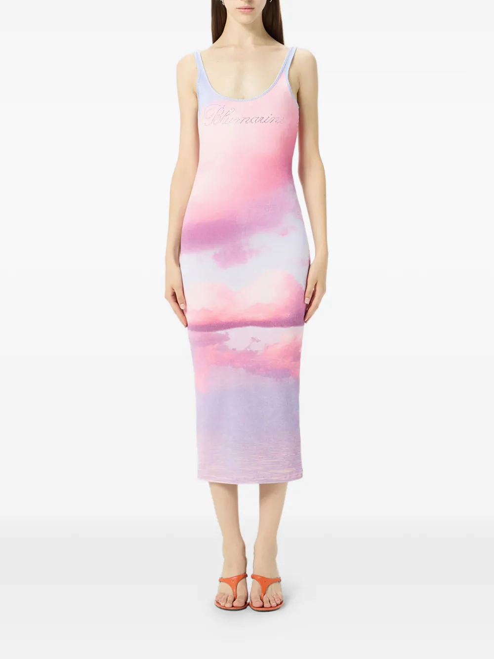 Blumarine Midi-jurk met digitale print Roze