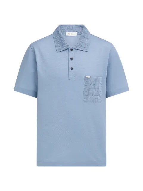 Ferragamo V-neck polo with jacquard pocket detail