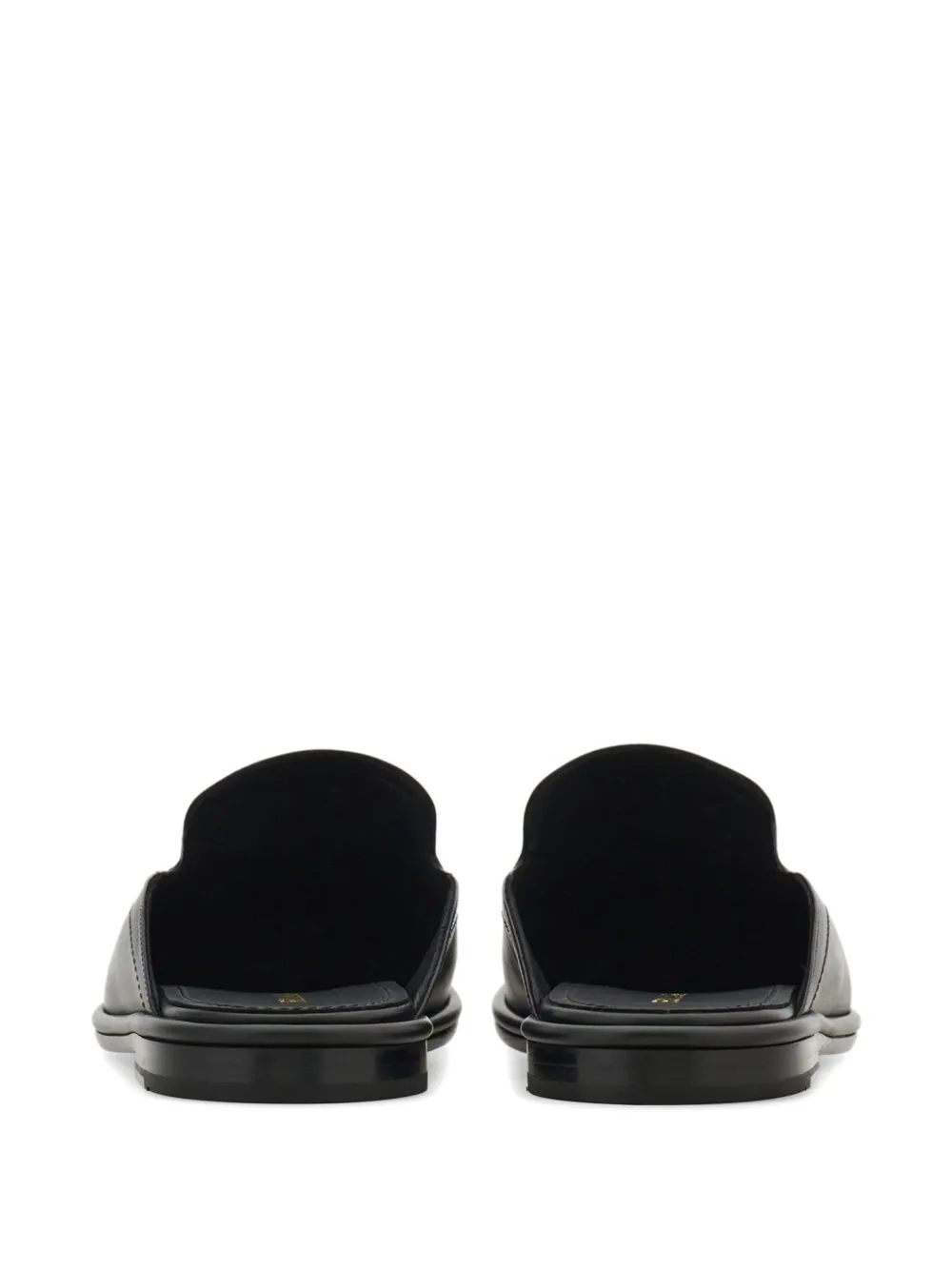Ferragamo round-toe leather slippers Zwart