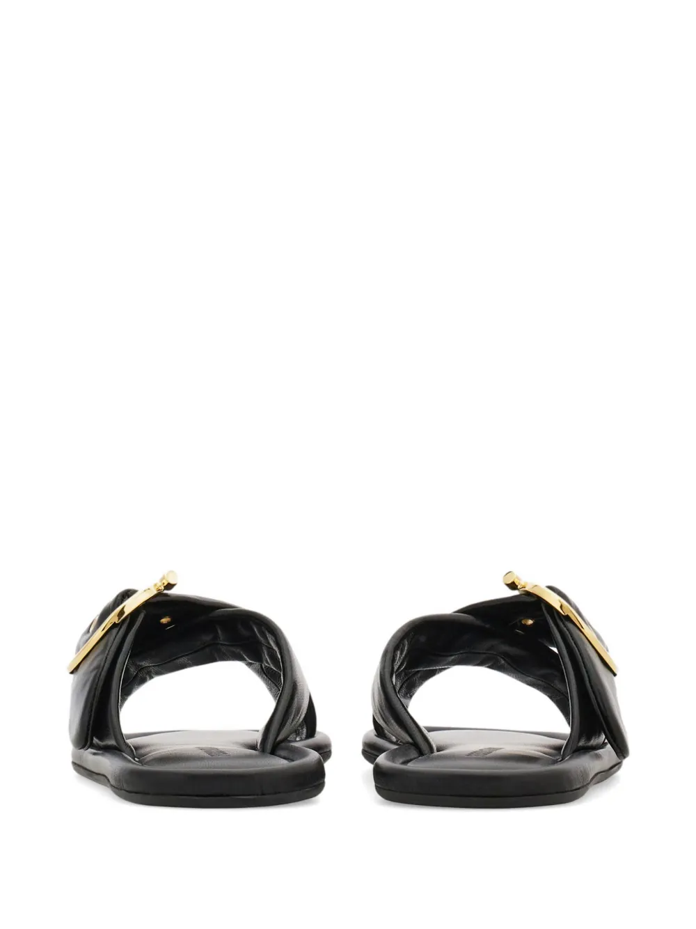 Ferragamo Gancini ornament slides Zwart