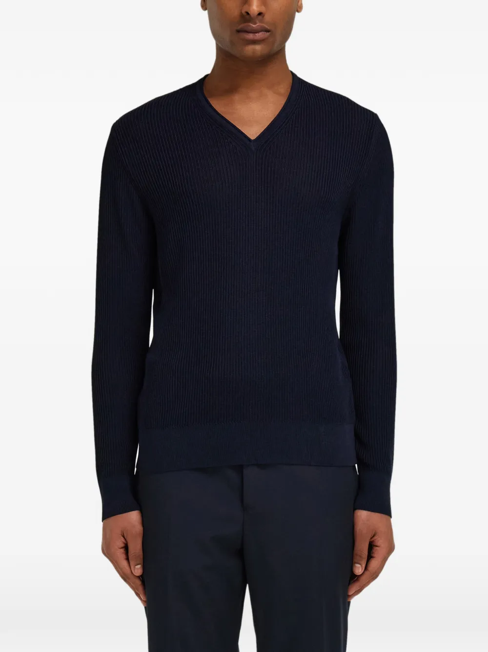  Ferragamo Pull à Col V - Bleu 