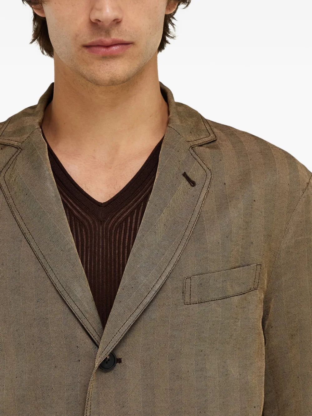 Ferragamo Blazer met enkele rij knopen Bruin