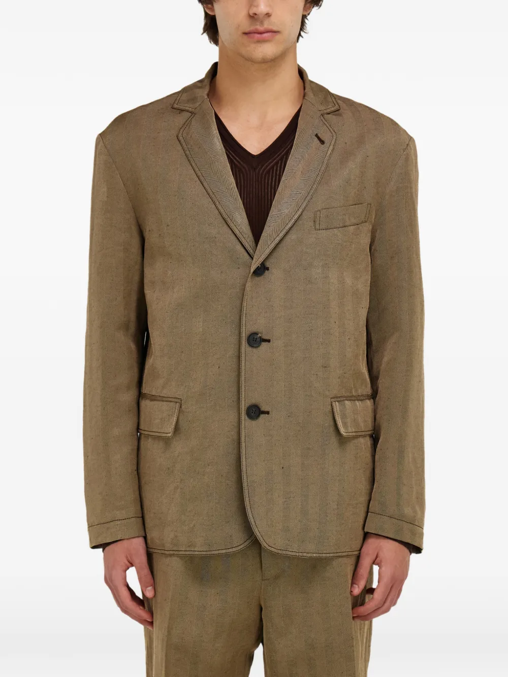 Ferragamo Blazer met enkele rij knopen Bruin