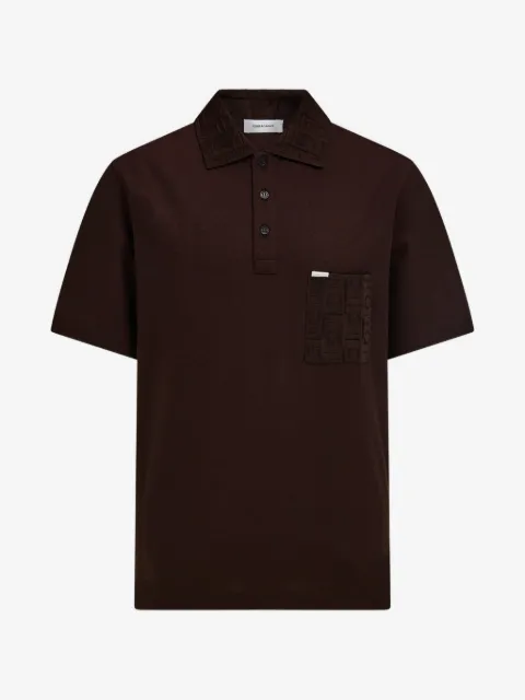 Ferragamo V-neck polo with jacquard pocket detail