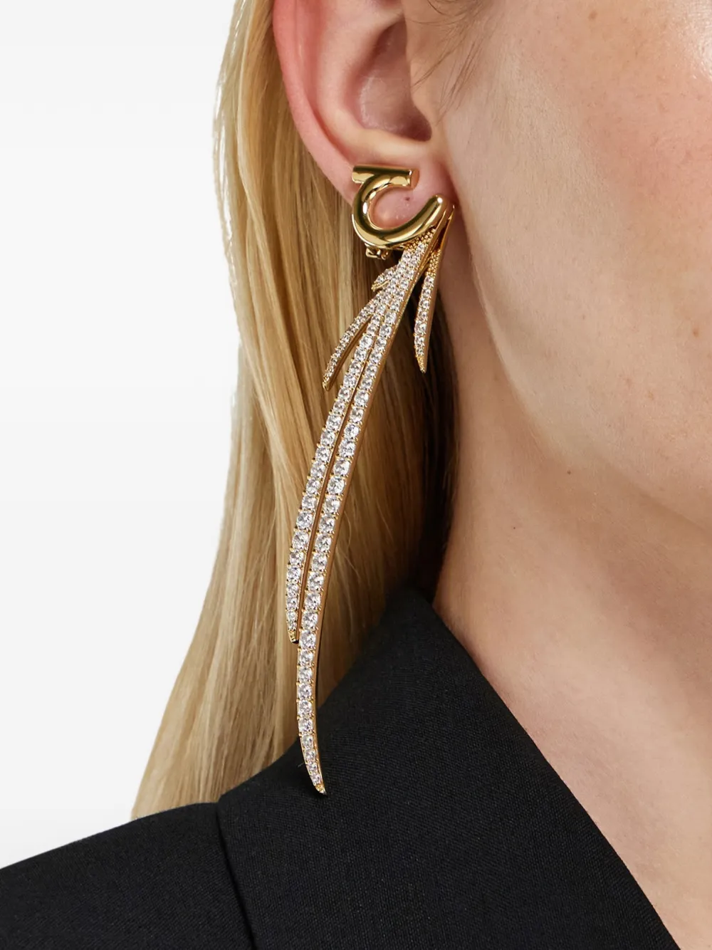  Ferragamo Earrings With Crystals - Gold 