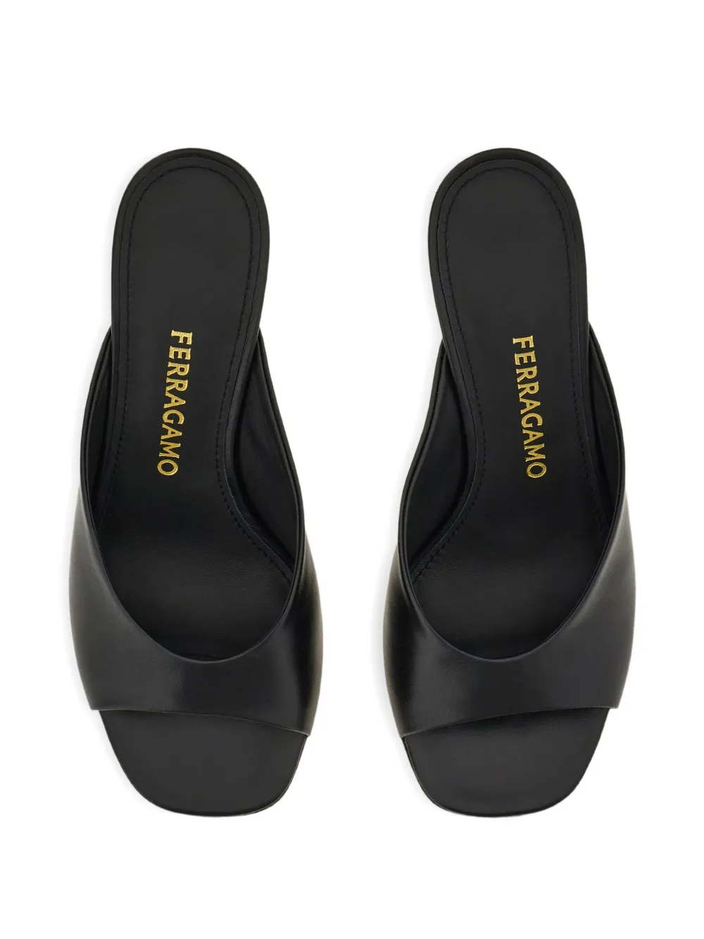Ferragamo Slippers met bewerkte hak Zwart