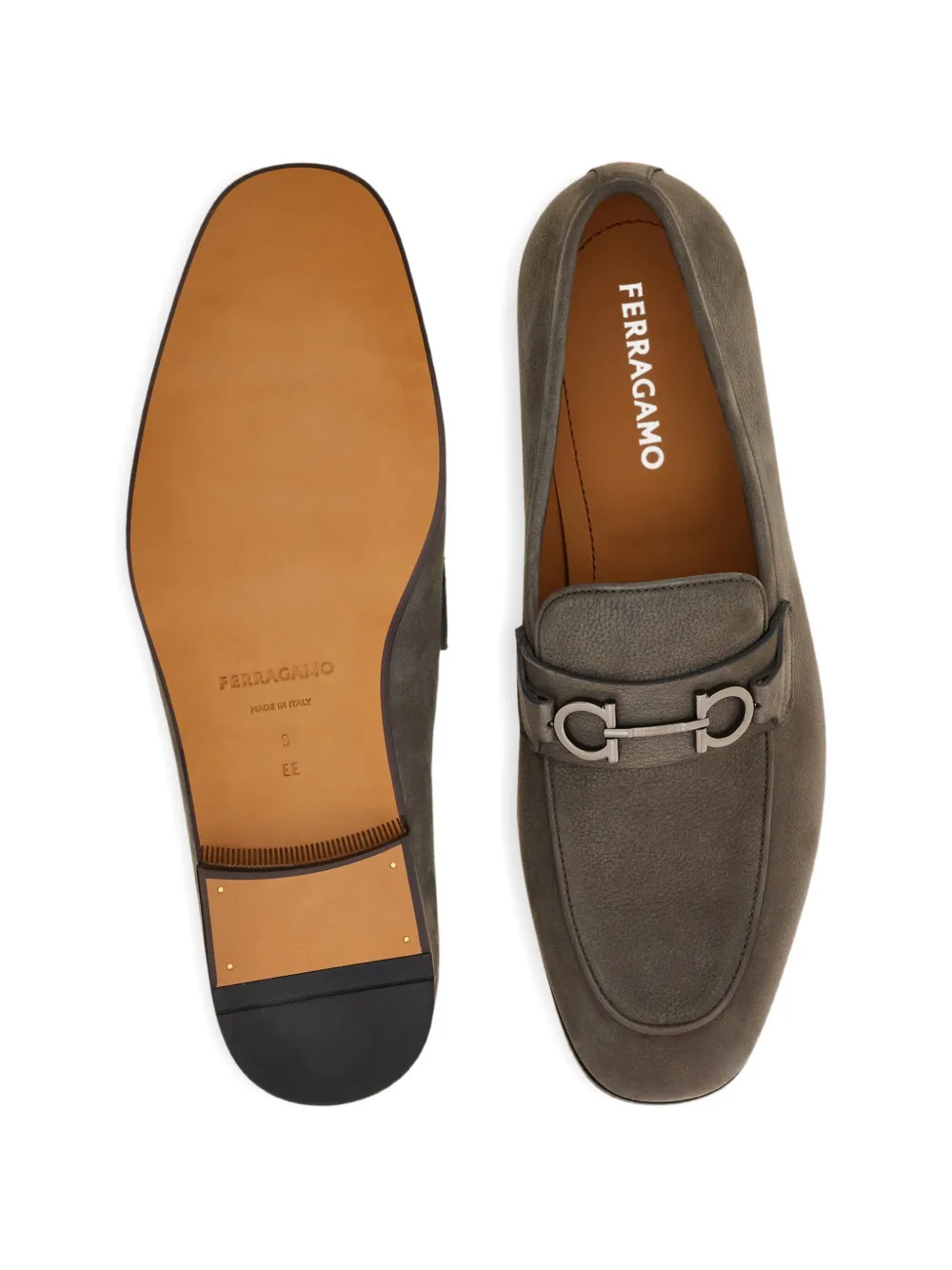 Ferragamo Mocassin met Gancini ornament Grijs