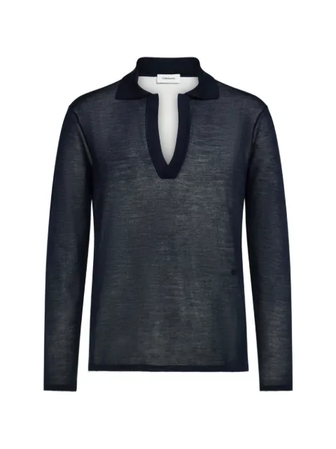 Ferragamo long sleeve knitted silk polo shirt