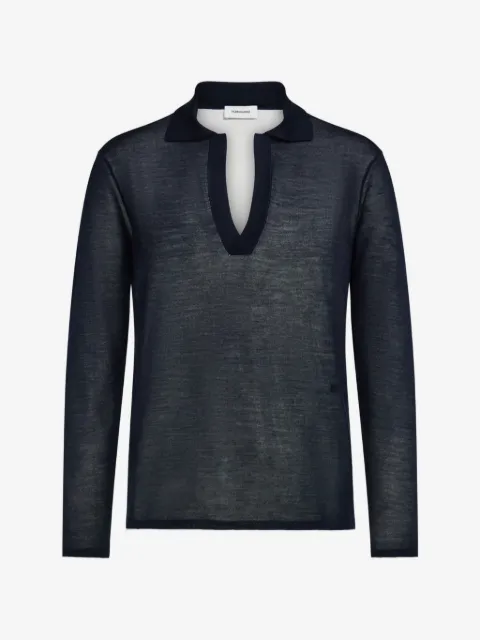 Ferragamo long sleeve knitted silk polo shirt