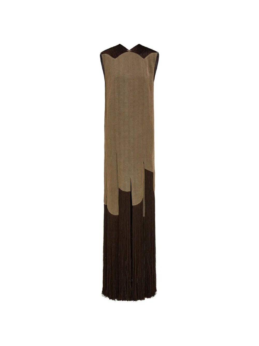 Ferragamo long dress with fringe detail - Neutrals