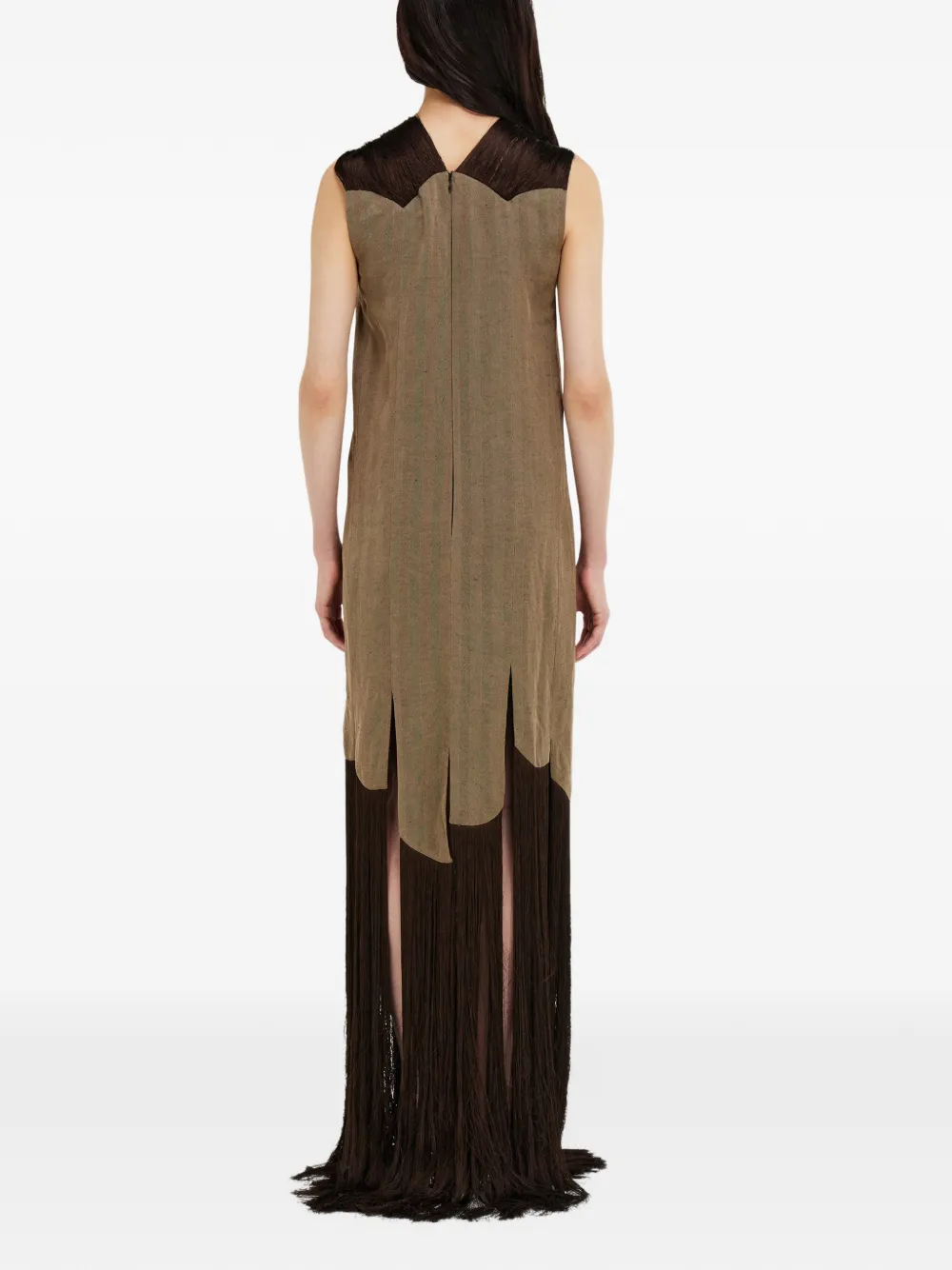 Ferragamo Maxi-jurk met franje detail Beige