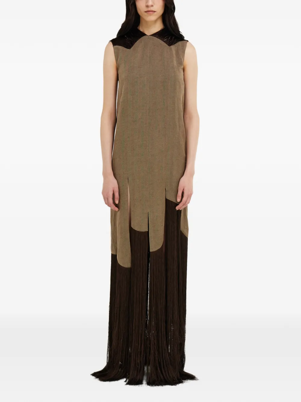 Ferragamo Maxi-jurk met franje detail Beige