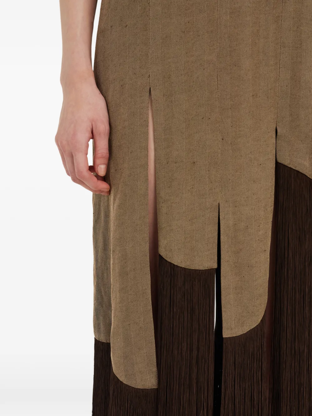 Ferragamo Maxi-jurk met franje detail Beige