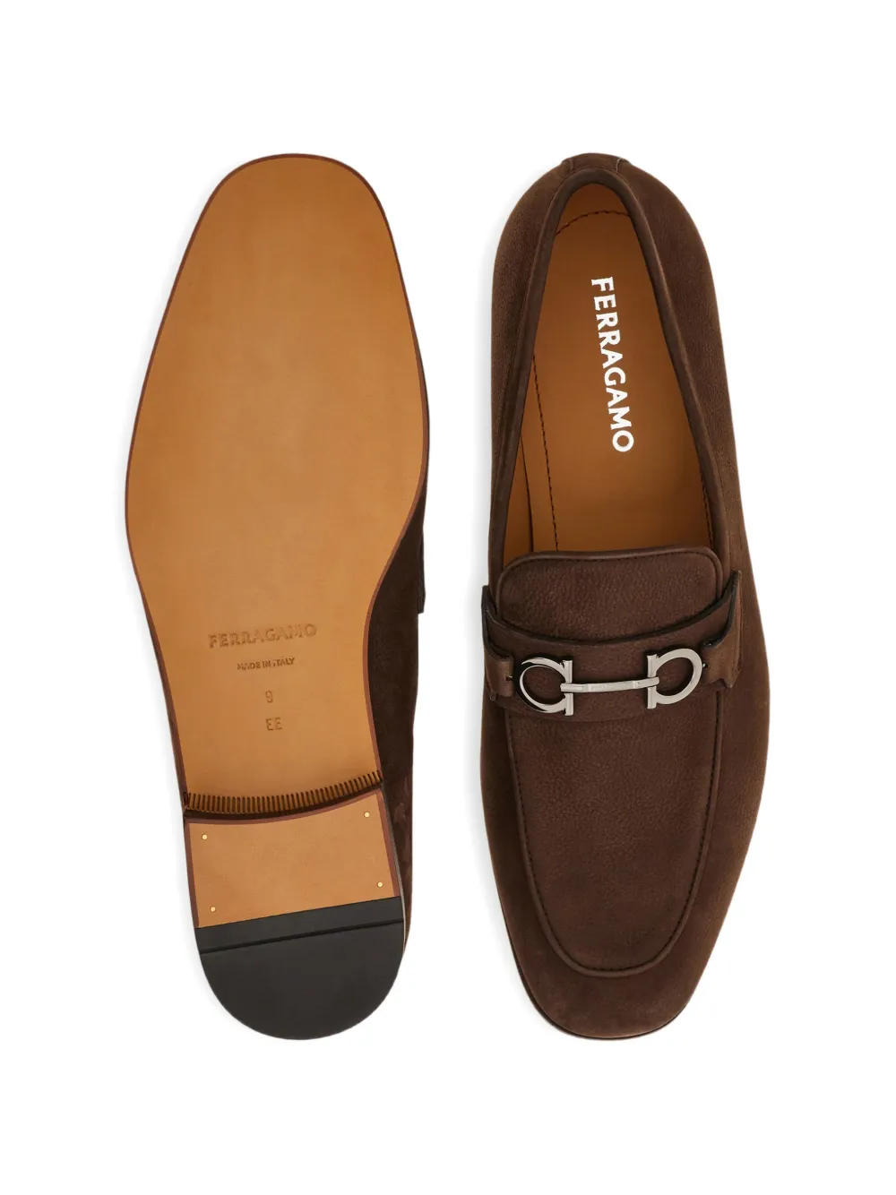Ferragamo Mocassin met Gancini ornament Bruin