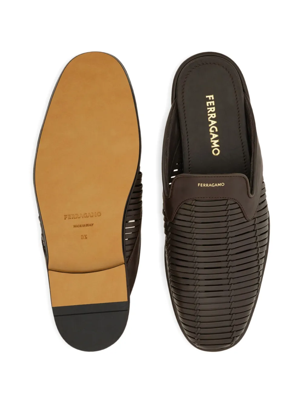 Ferragamo Kalfsleren slippers Bruin