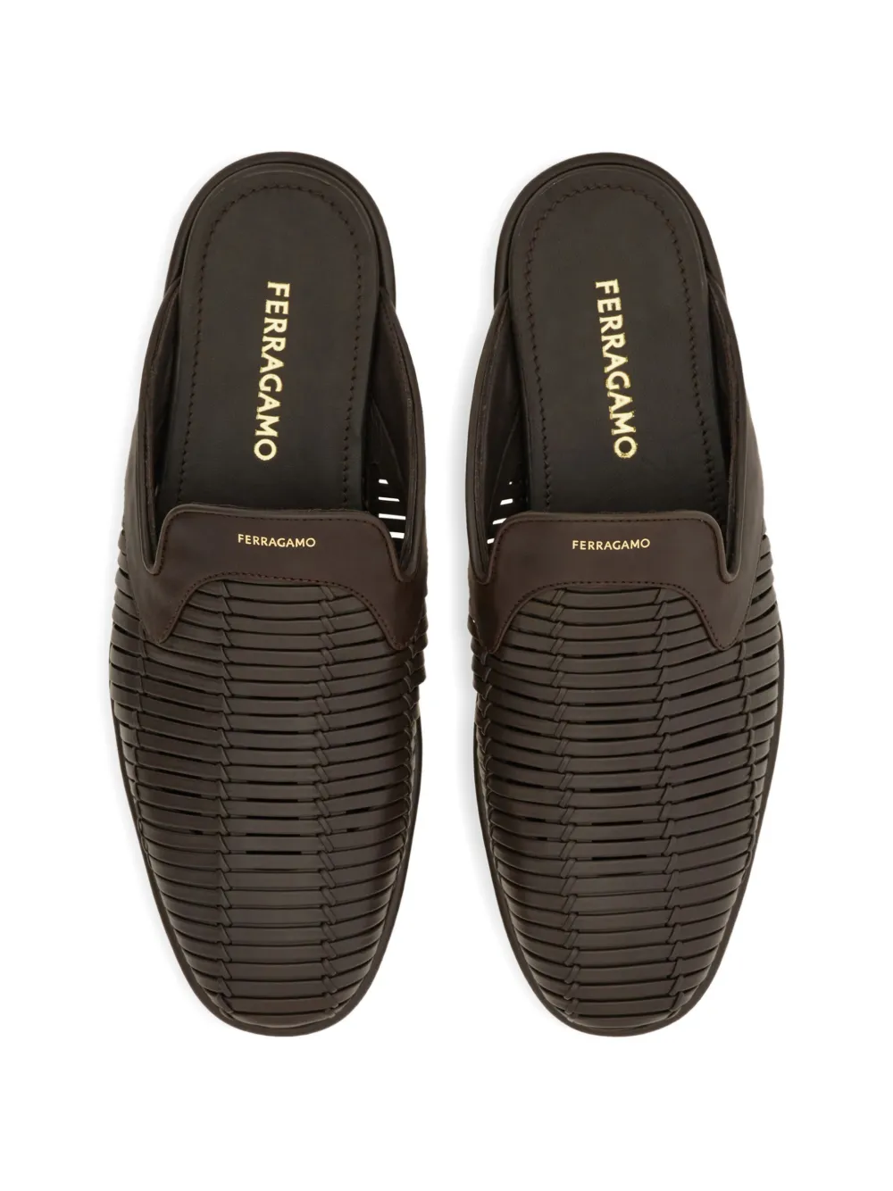 Ferragamo Kalfsleren slippers Bruin