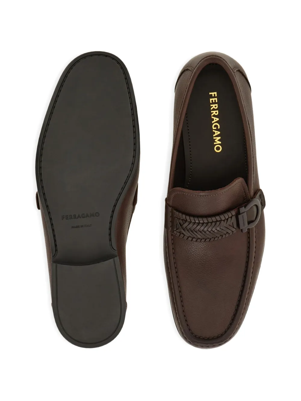 Ferragamo moccasins with braid Gancini ornament Bruin
