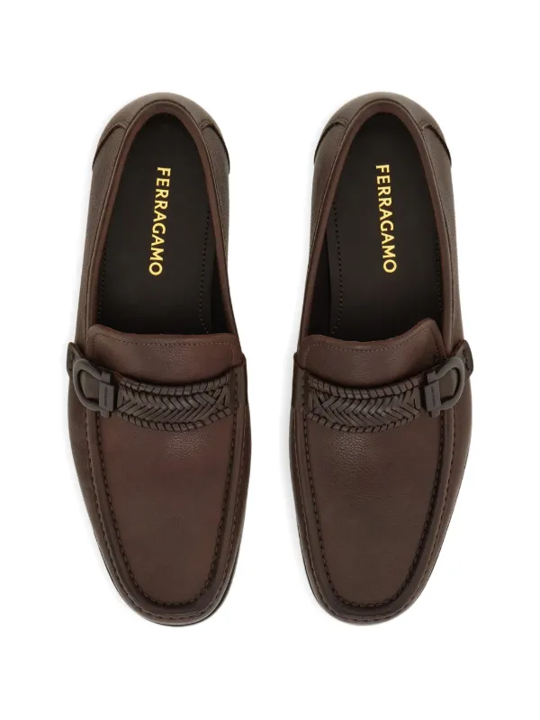 FERRAGAMO ブラウンモカシン（サイズ：８ＥＥ） Ferragamo Moccasins With Braid Gancini Ornament | Brown | FARFETCH