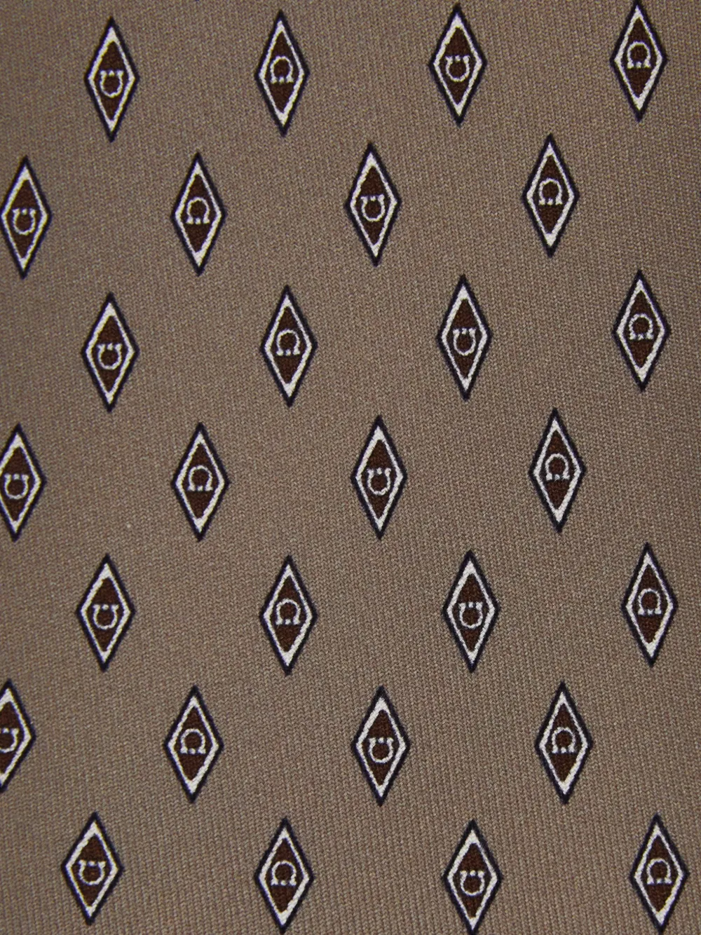 Ferragamo Stropdas met Gancini-print Beige
