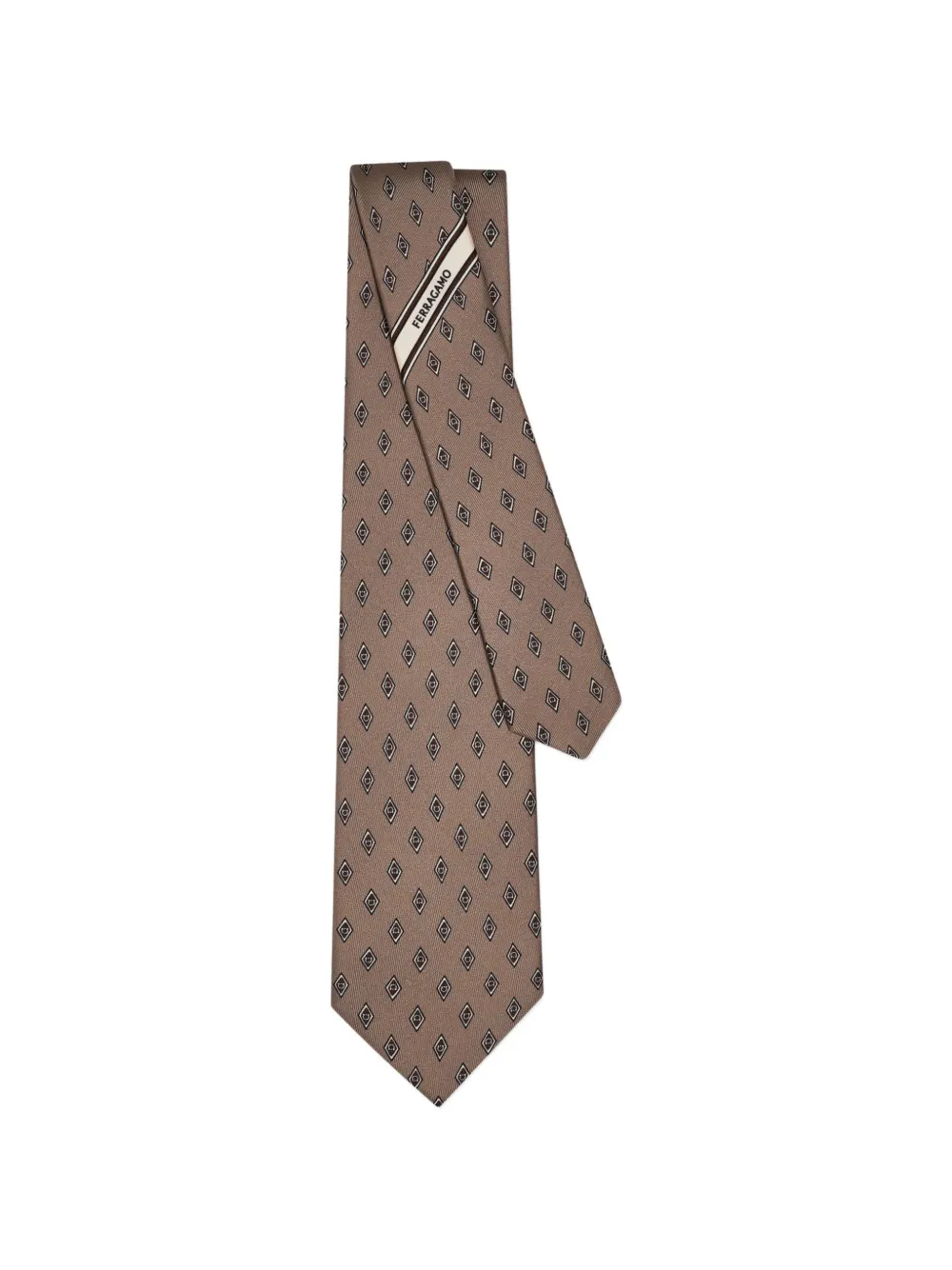 Ferragamo micro Gancini print silk tie - Toni neutri