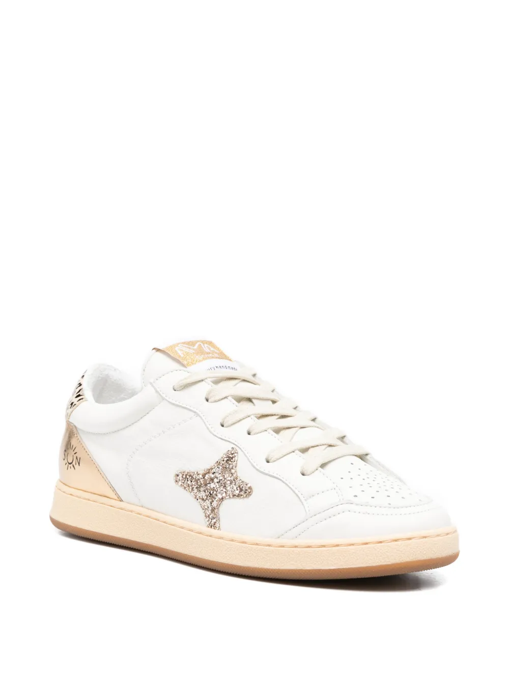 Ama Brand Sneakers met vlakken en patroon-applicatie Wit