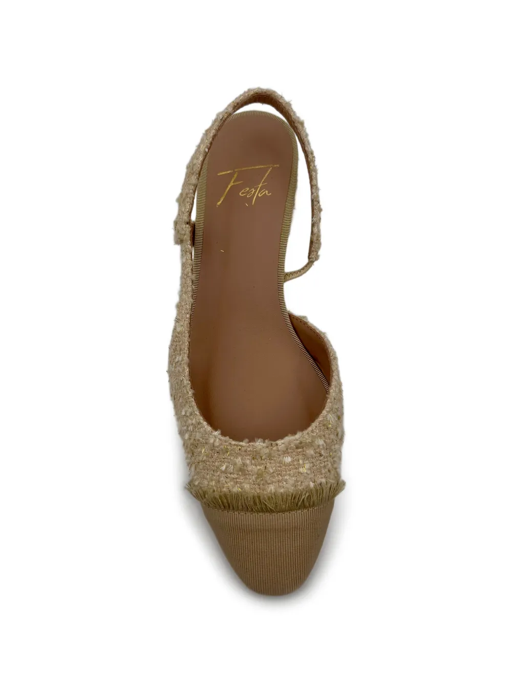 Roberto Festa Slingback pumps met franje detail Beige