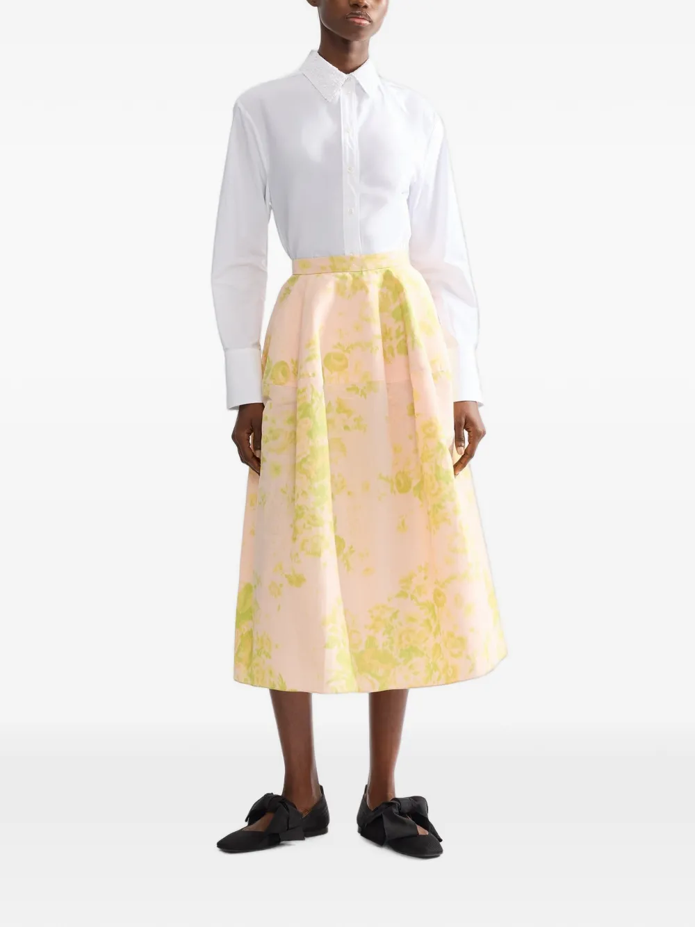 ERDEM blouse met kraag met borduurwerk Wit