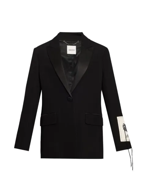 ERDEM satin-lapel logo-patch blazer