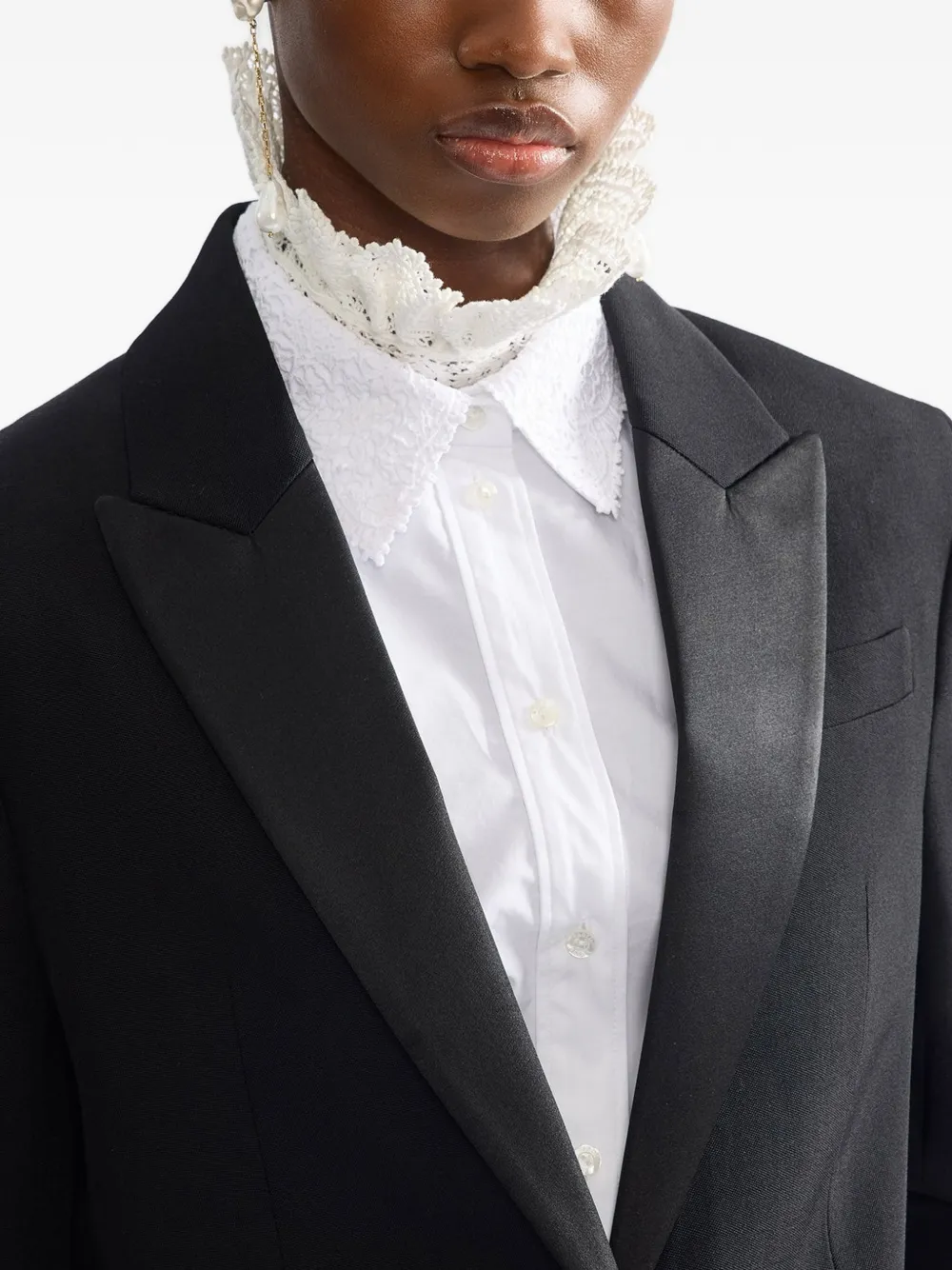 ERDEM Blazer met satijnen revers en logopatch Zwart