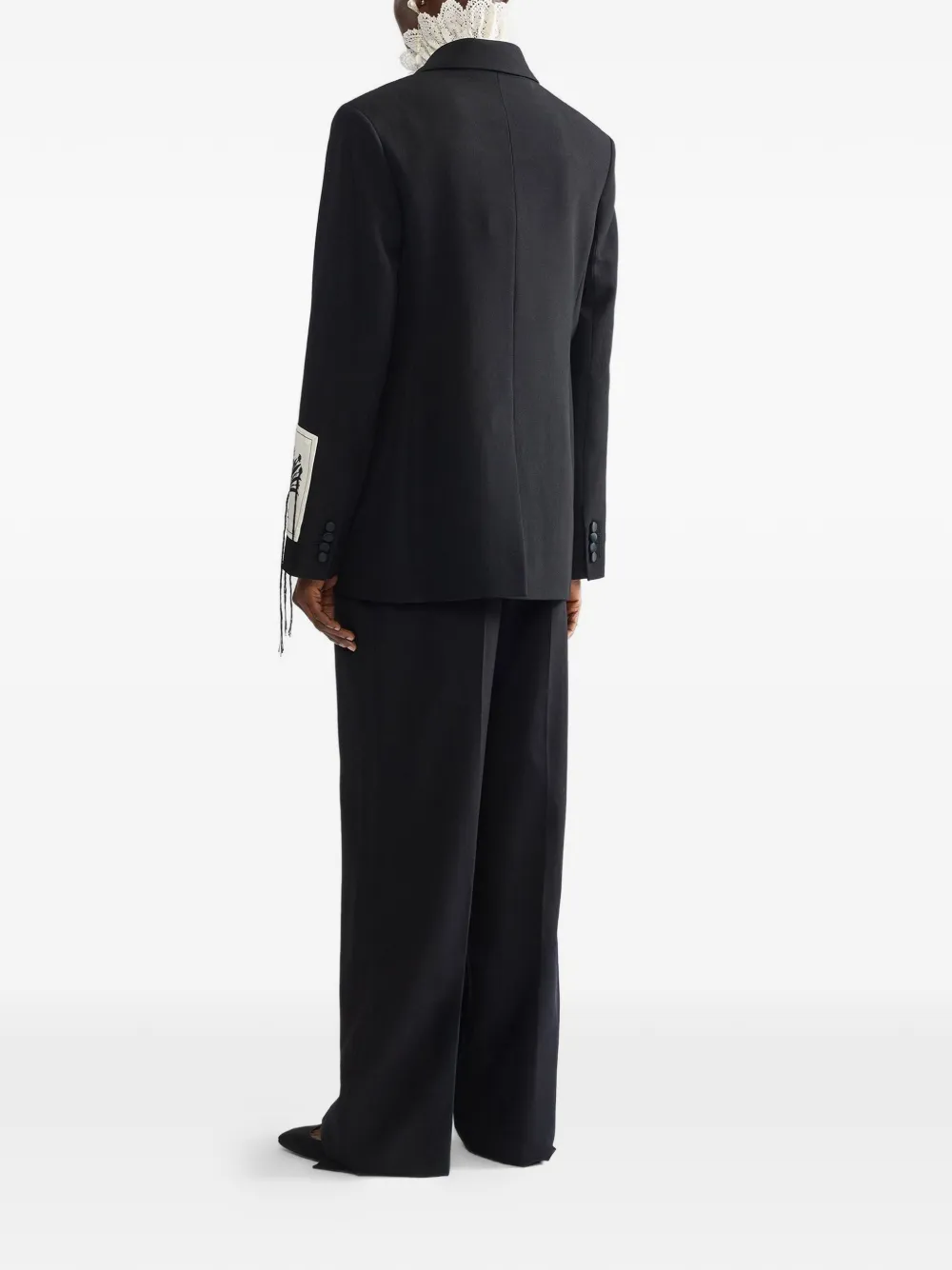 ERDEM Blazer met satijnen revers en logopatch Zwart