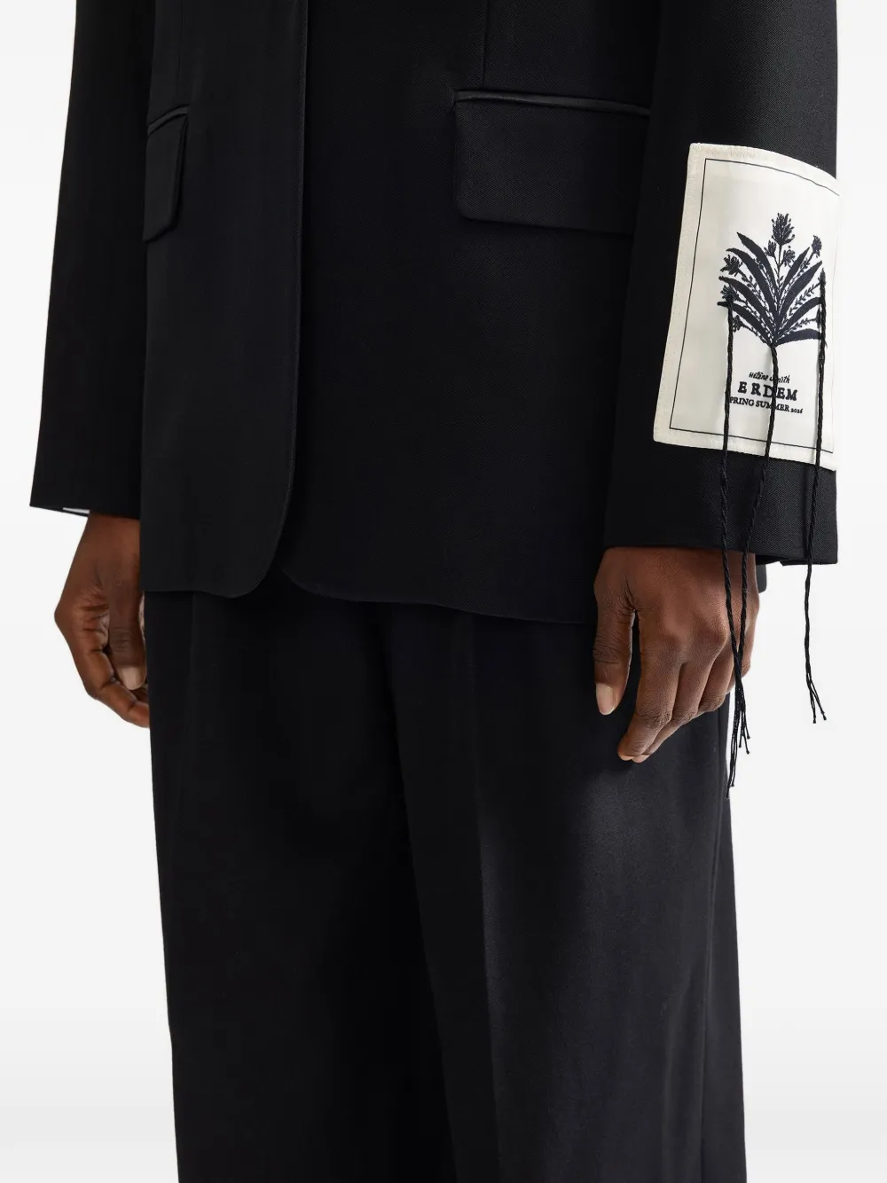ERDEM Blazer met satijnen revers en logopatch Zwart