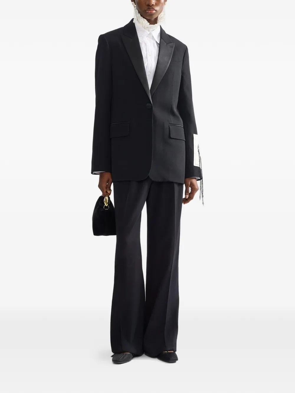 ERDEM Blazer met satijnen revers en logopatch Zwart
