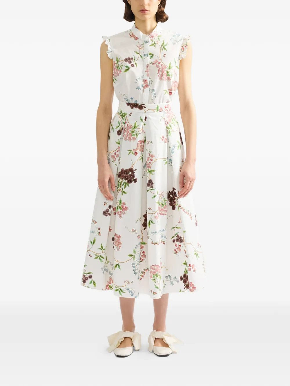  Erdem Ruffled Floral-print Blouse - White 