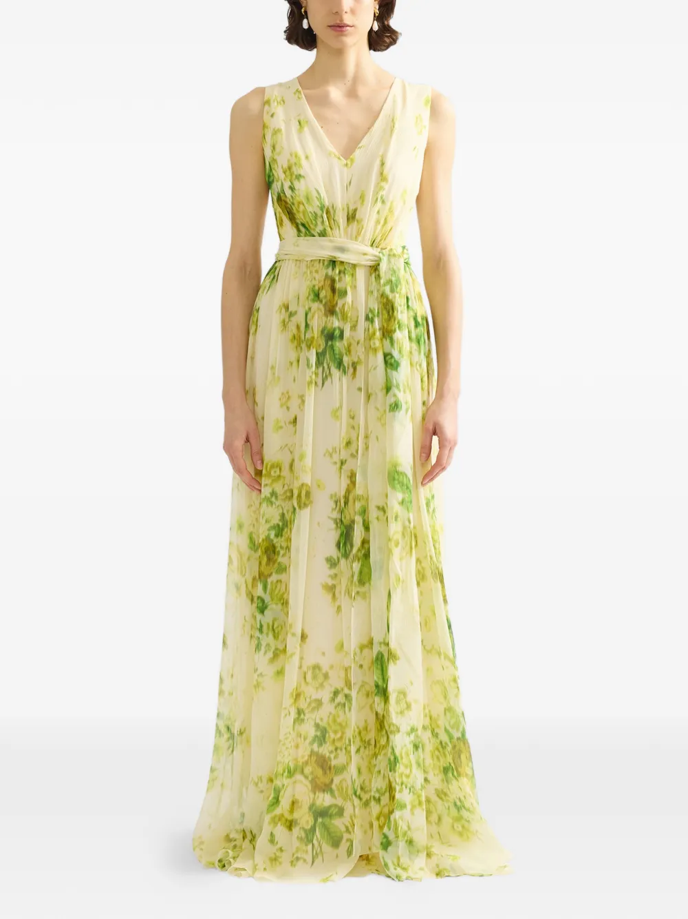 ERDEM Maxi-jurk met bloemenprint Geel