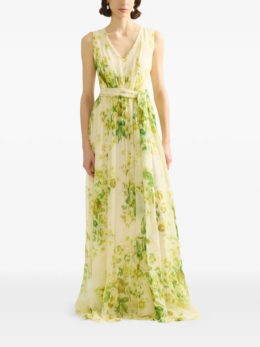 ERDEM Maxi-jurk met bloemenprint Geel