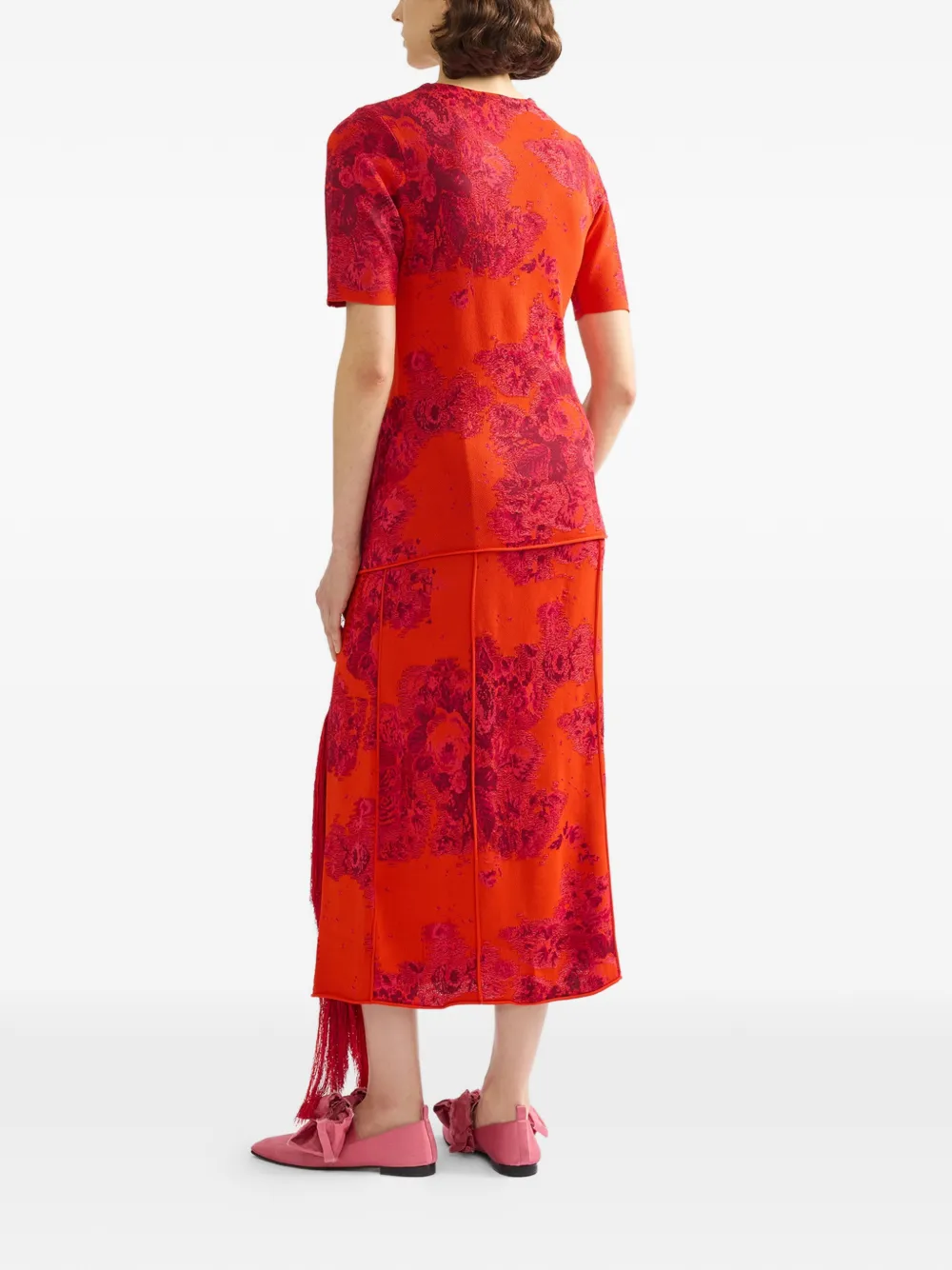  Erdem Floral Fringe Knitted Top - Red 