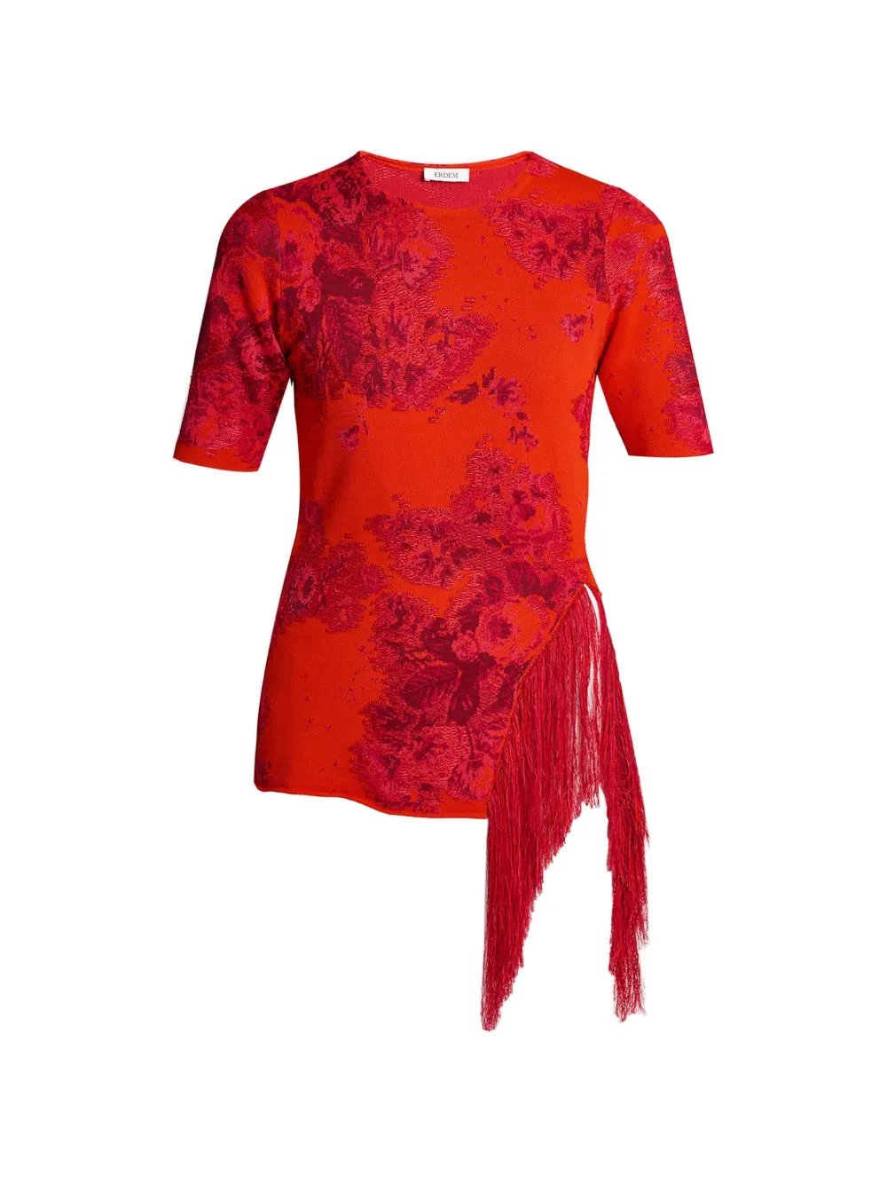 ERDEM floral fringe knitted top - Rosso